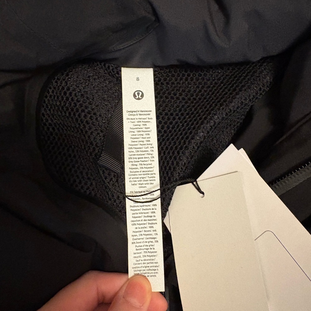 Lululemon StretchSeal Sleet Street 600 Down Fill Jacket Coat Black - Picture 4 of 4